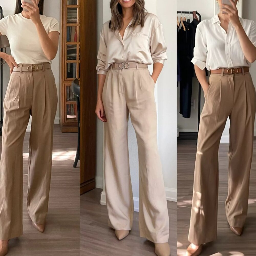 abercrombie A&F Sloane Tailored Wide Leg Pant Dark Taupe size 29 8R